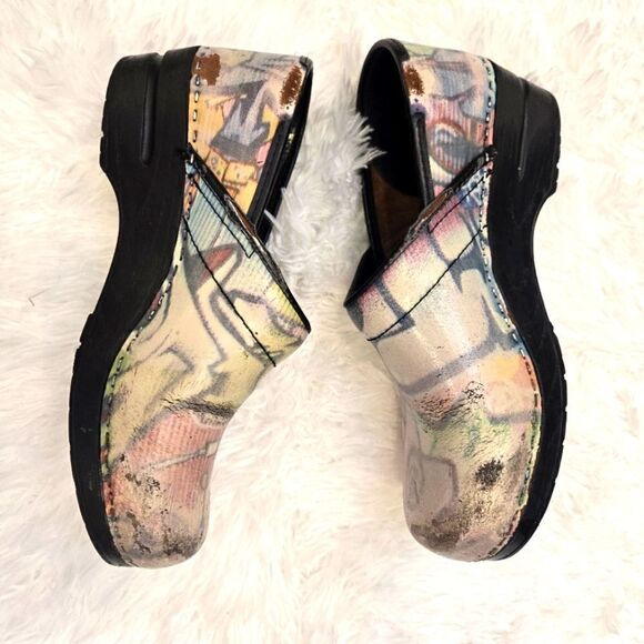 Sanita Leather Abstract Graffiti Clogs - Picture 1 of 8
